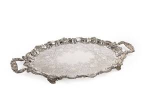 An Edward VII sterling silver 2 handled serving tray by Robert Pringle & Sons, Birmingham, 1904. 3.12kg