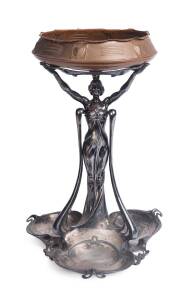 A WMF silver plated and copper art nouveau table centrpiece, Austrian, Circa 1905