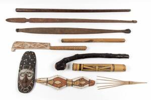 Group of tribal artifacts, Aboriginal, Papua New Guinea and Pacific Islands. Longest 95cm. (10 items)