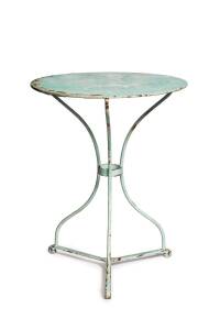 A French metal bistro table, late 19th century with painted finish. 76cm high, 60cm diameter