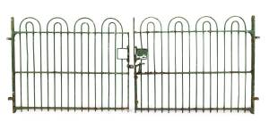 A pair of English cast iron garden gates, 19th century. 101cm high, 255cm wide. 
