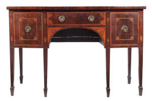 A Regency satinwood marquetry inlaid mahogany bow front sideboard 