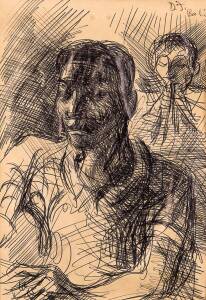 DONALD FRIEND (1915- 1989), Untitled (Portrait), ink sketch, titled and monogrammed upper right :D.F, Bali, 20 x 30 cm