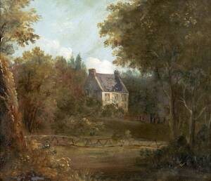 ENGLISH SCHOOL (19TH CENTURY), Cottage in Landscape, oil on board (in gilt frame), 20 x 23 cm 