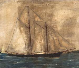 NAIVE SCHOOL (19TH CENTURY), Maritime Scene, oil on canvas on board,  31 x 36 cm 