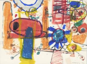 JOHN HOWLEY, Ladder of Change 1971, mixed media on paper, signed and dated lower right, titled verso, 35 x 47 cm