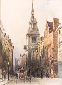 ERNEST GEORGE, Two Artworks, London Street Scenes 1886, watercolour, signed and dated to margin, 34 x 25 cm (each)