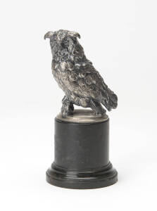 A WMF silver plated owl on marble base, Austrian, circa 1900. 11cm high