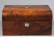 ANTIQUE BOXES: Walnut sewing box & rosewood tea caddy (guttered). - 2