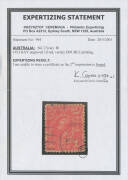 ONE PENNY KING GEORGE V: Dramatic Double Print with North Sydney machine cancellation, well centred, minor tonespots. Chris Ceremuga Certificate (2001) states "the second impression is forged". A startling fake! - 2