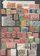 Large stockbook with an array of mostly low denominations with some annotation & a few better items noted including 4&frac12;d Die II CTO x3, lots of official and commercial perfins & some postmark content, also some "Cinderellas" & other unrelated material. Ins