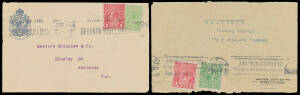 ONE PENNY RED: Listed varieties on commercial covers or fronts comprising Single-Line Perf (front only), Complete Compartment Line at Left, Cut in Left Frame [V/1], Dot before '1' (front), Thin 'G' on Rough Paper (front), Ferns (front), Die II both papers