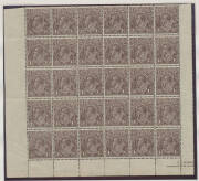 PENNY-HALFPENNY BLACK-BROWN: Range on display pages etc with Single Watermark blocks of 10 15 & 24, reconstructed block of 42 & part-booklet pane of 20, Large Multiple Watermark blocks of 18 & 30 (part-imprint), block of 8 with the Watermark Inverted & pa - 3