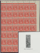 PENNY-HALFPENNY RED: Specialised array on display pages etc with numerous shades & varieties including in positional blocks, Single Watermark Harrison Imprint blocks of 4 (punctured 'OS') & 8, Small Multiple Wmk Perf 14 Perforation Errors x4, Perf 13½x12½ - 3