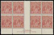 TWO PENCE: Orange shades blocks of 4 x8, two Cracked Electros (used); Brown Single Watermark TS Harrison Imprint blocks of 8 x2; Red CofA Coil Pair with Join; etc, condition variable. (150+)
