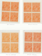 TWO PENCE: Orange shades blocks of 4 x8, two Cracked Electros (used); Brown Single Watermark TS Harrison Imprint blocks of 8 x2; Red CofA Coil Pair with Join; etc, condition variable. (150+) - 3