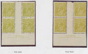 FOUR PENCE: Orange & yellow-orange blocks of 4, lemon-yellow single & superb used pair; Violet Plate 2 vertical strip of 5 with [R13] & [R19] & a crude used forgery of the Line through 'FOUR PENCE'; Blue selection of mint & used varieties; and Olive with - 4