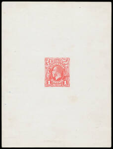 THE PERKINS BACON DIE PROOFS: State 1, in bright red on highly glazed thin card (95x126mm) BW #70(DP)11Cb, very minor blemishes, Cat $12,500. Ex Perkins Bacon Archives: only six in this format exist.