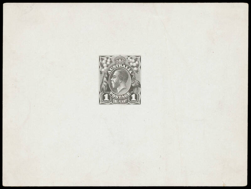 THE PERKINS BACON DIE PROOFS: State 2 with a Field of Horizontal Lines behind the King's Head, in black on highly glazed thin card (125x94mm) with no endorsements on the face BW #70(DP)12Ac, vertical crease well clear to the right of the impression, Cat $