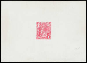 THE PERKINS BACON DIE PROOFS: State 2, in carmine-rose on highly glazed thin card (124x90mm) endorsed "old" at lower-right BW #70(DP)12Cc, Cat $16,500. Superb! The only recorded example. Ex Perkins Bacon Archives.