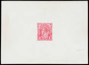 THE PERKINS BACON DIE PROOFS: State 2, in carmine-rose on highly glazed thin card (124x90mm) endorsed "old" at lower-right BW #70(DP)12Cc, Cat $16,500. Superb! The only recorded example. Ex Perkins Bacon Archives.