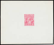 THE PERKINS BACON DIE PROOFS: State 3, in carmine-red on highly glazed thin card (115x94mm) BW #70(DP)13Bc, minor surface-rubbing, Cat $12,500. Only four examples in this format are recorded. [Lord Vestey's example sold for &pound;7200]