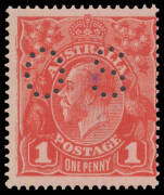 WATERMARKED PERFORATED PLATE PROOF: 1d red Single-Line Perf 14 on gummed watermarked Pink Paper punctured 'OS' BW #70PP(5), black mark on the King's head, full unmounted o.g., Cat $7500 (mounted). Simon Dunkerley Certificate (2008). [The ACSC states "At l