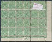 HALFPENNY GREEN COMB PERF: Selection of shades, a few annotated varieties (used), pair with Jumped Perfs at the Base with ridiculous RPSofL Certificate stating "...Imperf at Base...is Genuine" (that doesn't even mention the significant closed tear on the - 2