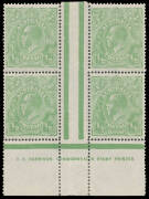 HALFPENNY GREEN COMB PERF: Electro 7 TS Harrison One-Line Imprint ('COMMQNWEALTH') block of 4 BW #63(7)z, very lightly mounted, Cat $750.
