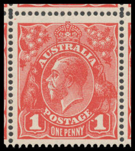 ONE PENNY RED SINGLE-LINE PERF: Plate 3 corner block of 20 [2-6/20-24], the second unit in the last row with Dot before '1' at Right BW #70(3)f, well centred, unmounted, Cat $1225++ (mounted).