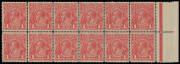 ONE PENNY RED SINGLE-LINE PERF: Plate 4 block of 12 [13-18/19-24], the first two units Distorted 'ONE PENNY' and Thin 'ONE PENNY' BW #70(4)k & L, well centred, unmounted, Cat $1750++ (mounted).