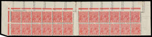 ONE PENNY RED COMB PERF SMOOTH PAPER: Plate 1 1d dull red block of 24 (12x2) from the top of the sheet with Official Substitution of the top row (two strips of 6 in deep scarlet from Plate 4 being [R37-42] at left & [R43-48] at right) required because of 