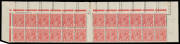 ONE PENNY RED COMB PERF SMOOTH PAPER: Plate 1 1d dull red block of 24 (12x2) from the top of the sheet with Official Substitution of the top row (two strips of 6 in deep scarlet from Plate 4 being [R37-42] at left & [R43-48] at right) required because of 