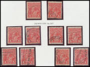 ONE PENNY RED COMB PERF SMOOTH PAPER: Plate 2 Rusted (Pre-Substituted Clich&eacute;s) BW #71(2)j & k, five "pairs" of these famous varieties, mostly with cds cancellations that are mostly clear or largely clear of the affected areas, Cat $7500. One with RPSofV C