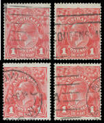 ONE PENNY RED COMB PERF SMOOTH PAPER: Plate 2 Rusted (Pre-Substituted Clich&eacute;s) BW #71(2)j & k "reconstructed block" including the units below with Thin 'G' & Pregnant 'Y #71(2)L & m, various cancels, Cat $1680.