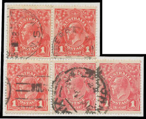 ONE PENNY RED COMB PERF SMOOTH PAPER: Plate 2 Rusted (Pre-Substituted Clich&eacute;s) BW #71(2)j & k "reconstructed block" including the units below with Thin 'G' & Pregnant 'Y' (in pair with normal) #71(2)L & m, various cancels, Cat $1680. Units [34 & 35] are o