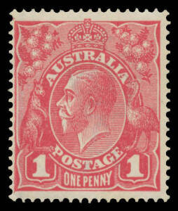 ONE PENNY RED COMB PERF SMOOTH PAPER: Plate 4 'NY' Joined BW #71(4)o, light crease at upper-left, Cat $750.