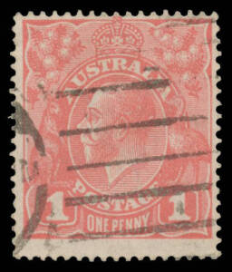 ONE PENNY RED COMB PERF SMOOTH PAPER: 1d salmon eosin G27 - noted as the "deep rose" variant - BW #71S, crease at upper-left, undated machine cancel, Cat $2500.