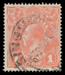 ONE PENNY RED COMB PERF SMOOTH PAPER: 1d salmon eosin G27 - noted as "deep yellow" - BW #71S, well centred, 'SINGLETON/12FE18/=NSW=' cds, Cat $2500. A very attractive example.