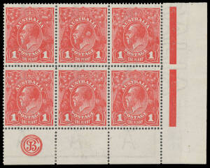 ONE PENNY RED COMB PERF ROUGH PAPER: Plate 3 'JBC' Monogram block of 16 [R52-54/58-60] with Deformed Shading over 'E' of 'POSTAGE' BW #72(3)zd, also with transient Snowball on King's Head [53], well centred, unmounted, Cat $1100++ (mounted).