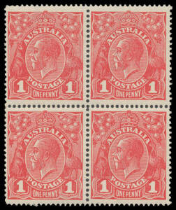 ONE PENNY RED DIE III ON WAR SAVINGS PAPER: Block of 4 [37-38/47-48] with Deformity above Wattles at Right and White Flaw below Wattles at Right BW #75j & L, very lightly mounted, Cat $550+.