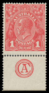 ONE PENNY RED DIE III ON WAR SAVINGS PAPER: 'CA' Monogram single BW #75zc, very lightly mounted, Cat $750.