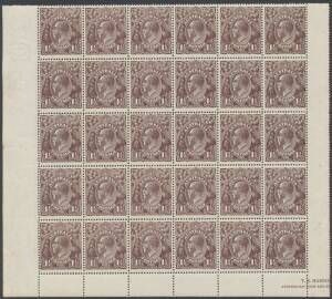 PENNY-HALFPENNY BLACK-BROWN: Electro 3 block of 30 (6x5) from the base of the left-hand pane with White Flaw on Roo [31] & Notch at Top of Left-Hand Frame [49] BW #83(3)i & k plus unlisted varieties on [32] [47] & [60] and large-part TS Harrison Imprint, 