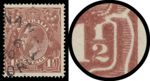 PENNY-HALFPENNY BROWN - Unlocated Constant Varieties: Cracked Electro through Right-Hand Value Tablet etc & Below Emu's Left Foot BW #85(U)k, 'BONANG/---/20/VICTORIA' cds, Cat $1000.