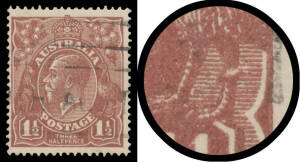 PENNY-HALFPENNY BROWN - Unlocated Constant Varieties: Cracked Electro through Emu's Left-Hand Kneecap to 'E' of 'POSTAGE' (Ugg Boot Flaw) BW #85(U)m, light machine cancel clear of the variety, Cat $1000.