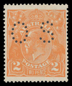 TWO PENCE ORANGE: Watermark Inverted punctured 'OS' BW #95baa, exceptional centring, Cat $400.