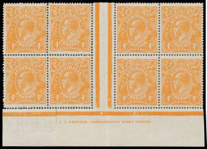 FOUR PENCE ORANGE: Plate 2 orange TS Harrison One-Line Imprint block of 8 (4x2) BW #110H(2)zd, the second unit with a small surface fault, the selvedge at lower-left reinstated from a different sheet, Cat $7500 for a block of 4.