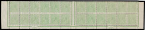 HALFPENNY GREEN: Electro 4 'CA - CA' Monogram (the left-hand 'CA' Substituted for 'JBC') block of 24 (12x2) BW #65(4)zf, well centred, extensive perf reinforcing, somewhat aged, Cat $3000+.