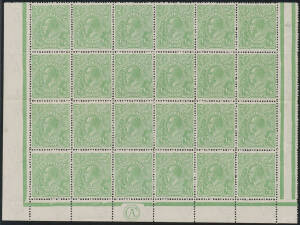 HALFPENNY GREEN: Electro 5 'CA' Monogram block of 24 (6x4) BW #65(5)z, well centred, one unit mounted otherwise unmounted, Cat $350+ (mounted).