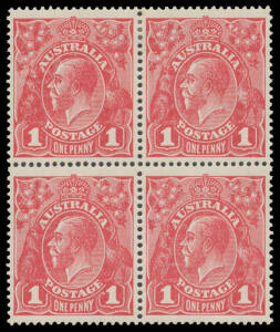 ONE PENNY RED: Annotated pages with varieties from Pane 6/21 unused (Cooke Printing; creased) & used x2 plus a mint block of 4 [15-16/21-22] with gum disturbance; Pane 7/1 mint & used; 7/31 used x3; 7/37 mint; 7/54 used; 7/60 mint; Pane 8/25 used; 8/54 us